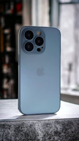 Shockproof Matte Glass case for iPhone 14 Pro Blue